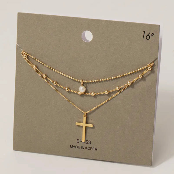 Layered Cross Necklace