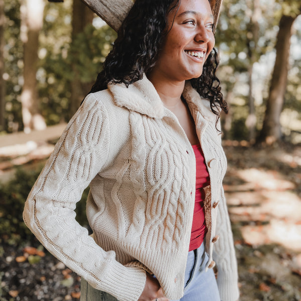 Fireside Faux Fur Collar Cardigan