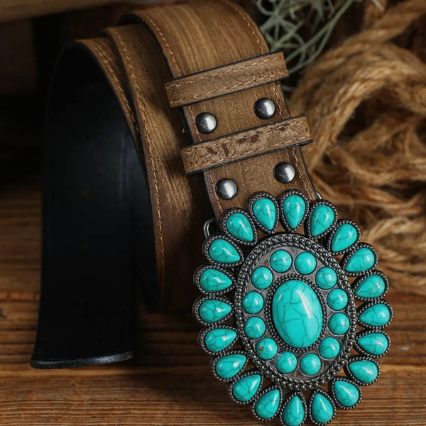 Colter Leather/Turquoise Belt