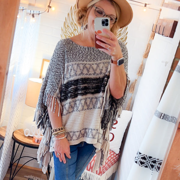 Rayna Boho Fringe Poncho