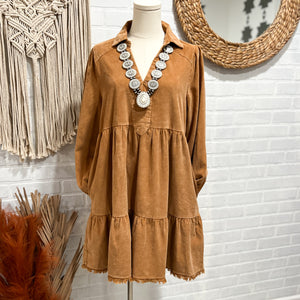 camel brown corduroy dress