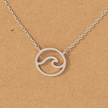 Silver Wave Cutout Necklace