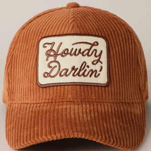 howdy darlin corduroy hat