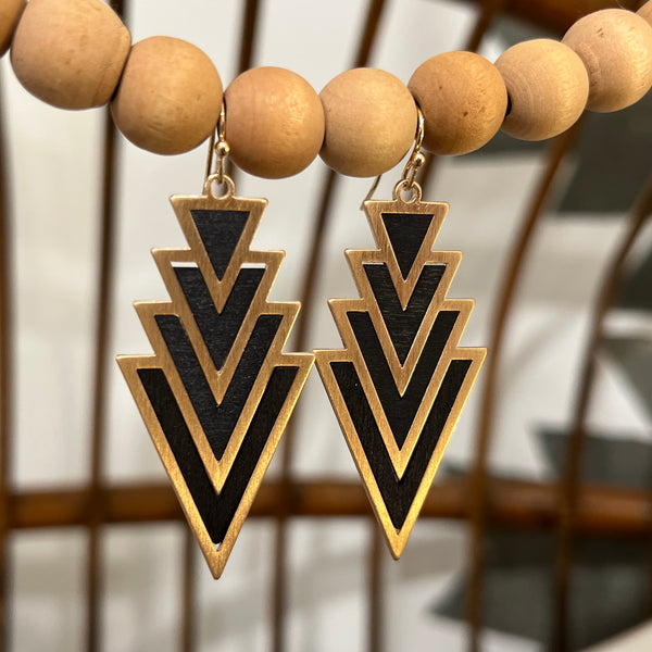 Nested Wood Arrow Earrings