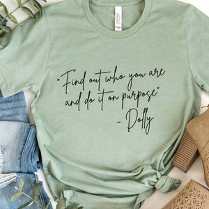 Dolly Parton tee find out who you are sage green