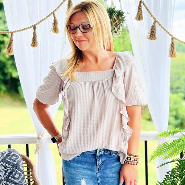 Julianna Square Neck Ruffle Top