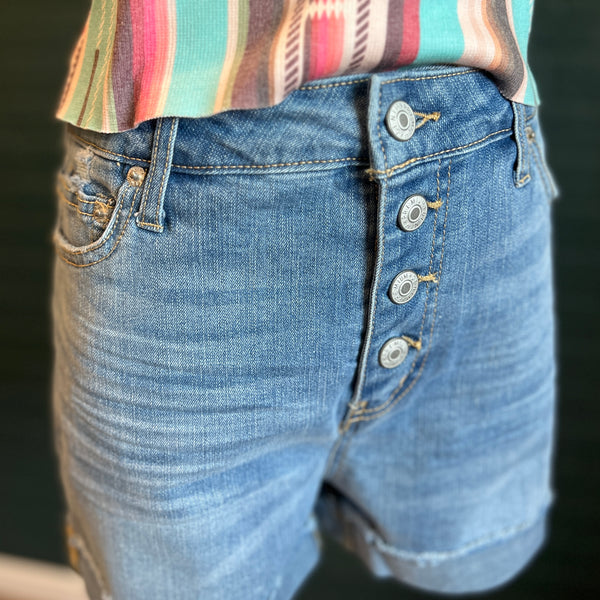 Marly Button Front Denim Shorts