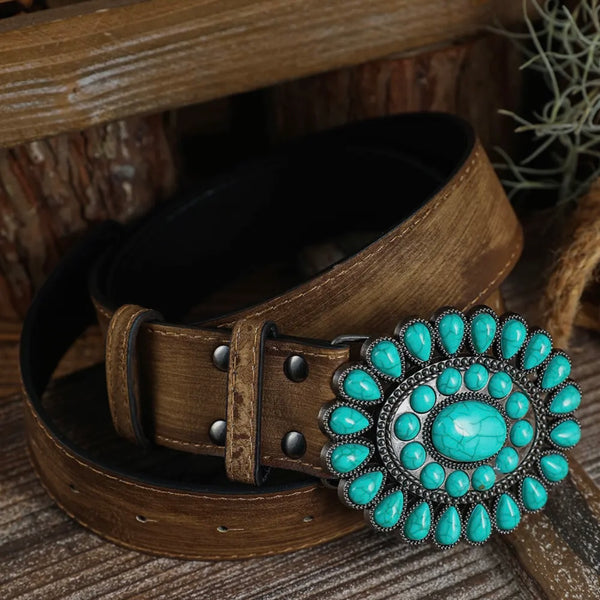 Colter Leather/Turquoise Belt