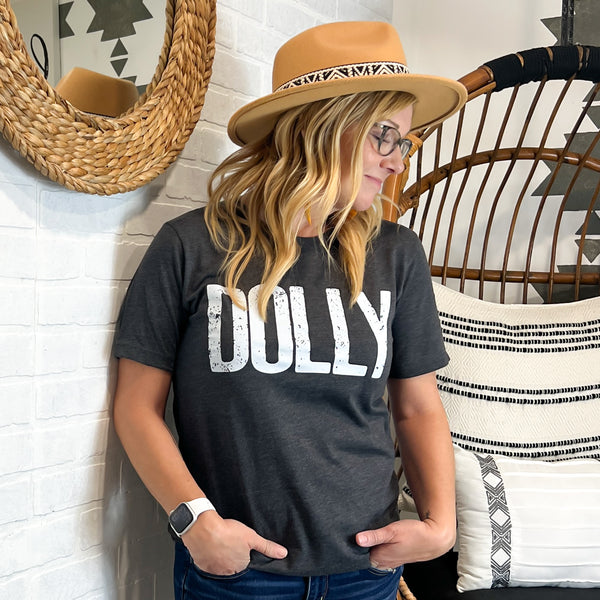 Dolly Parton heather gray tshirt with white lettering