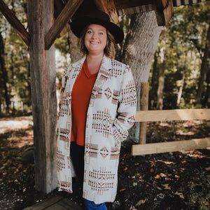 plus size aztec print peacoat