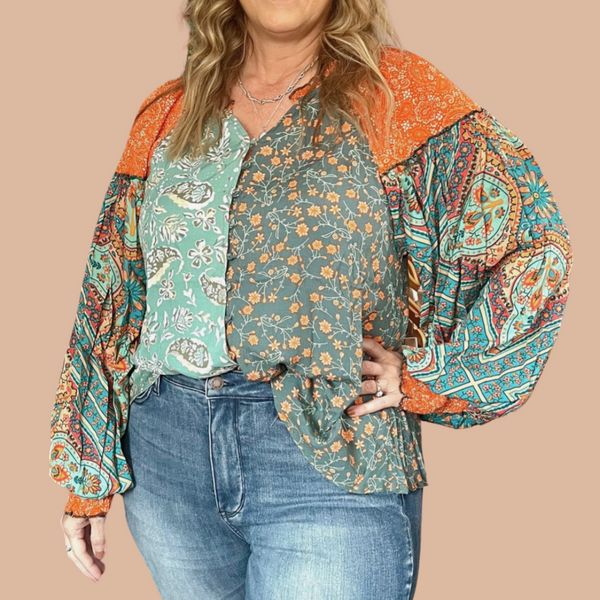 Andie Patchwork Top-CURVY