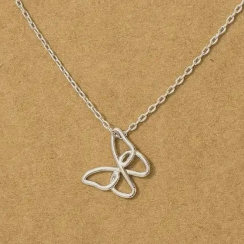 Silver Wire Butterfly Necklace
