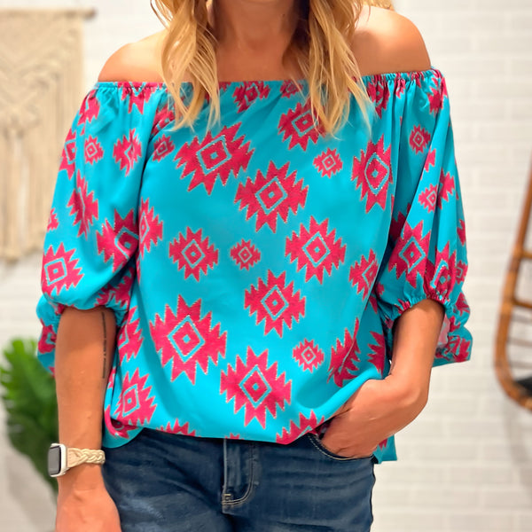 Maya Off Shoulder Aztec Top