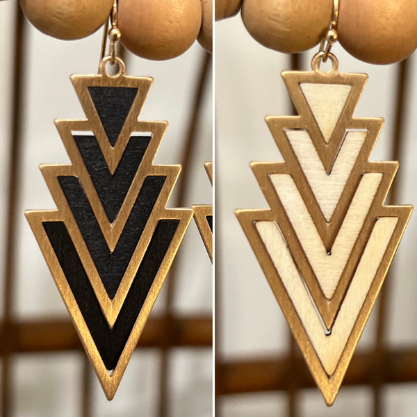 Nested Wood Arrow Earrings