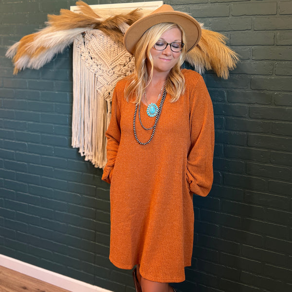 Dreamin' Of Fall Ribbed Dress