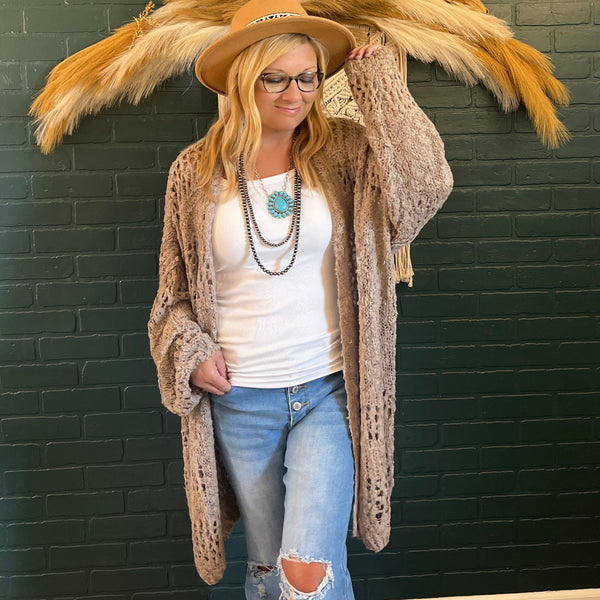 oversized taupe beige cardigan