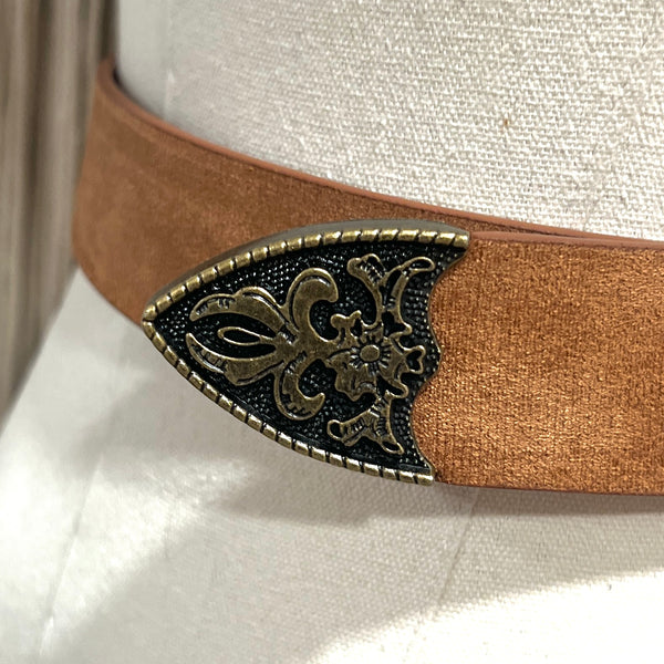 Suede/Antique Gold Western Belt