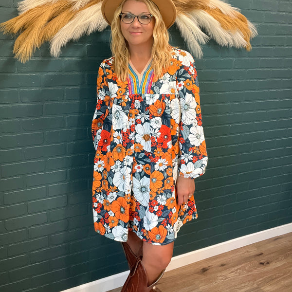 Floral VNeck Dress