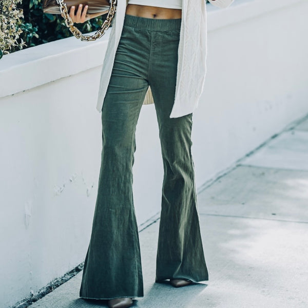 olive green corduroy flare pants bell bottoms 