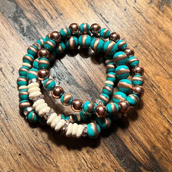 Multi-Strand Turquoise Bead Bracelets