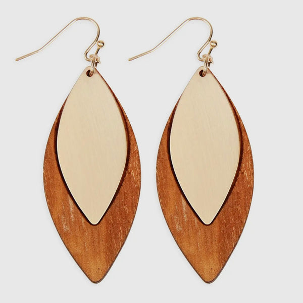 Satin Metal + Wood Earrings