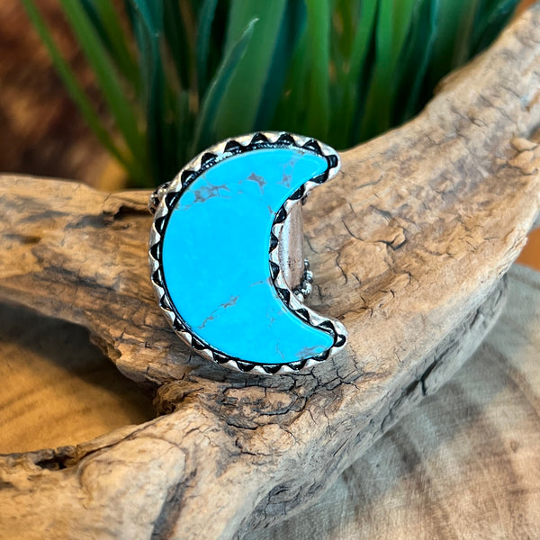 turquiose moon silver ring