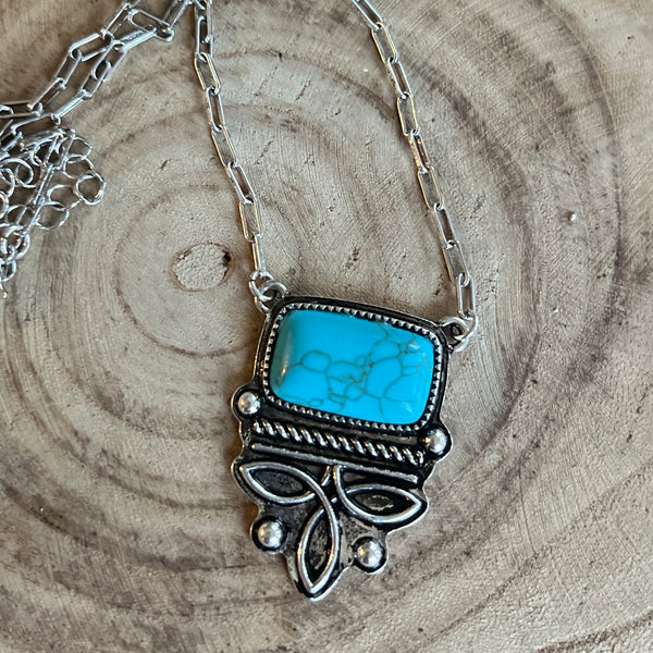 Turquoise Boot Stitch Pendant Necklace
