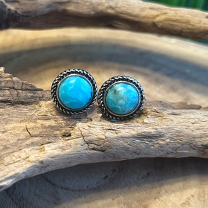 turquoise button post earrings