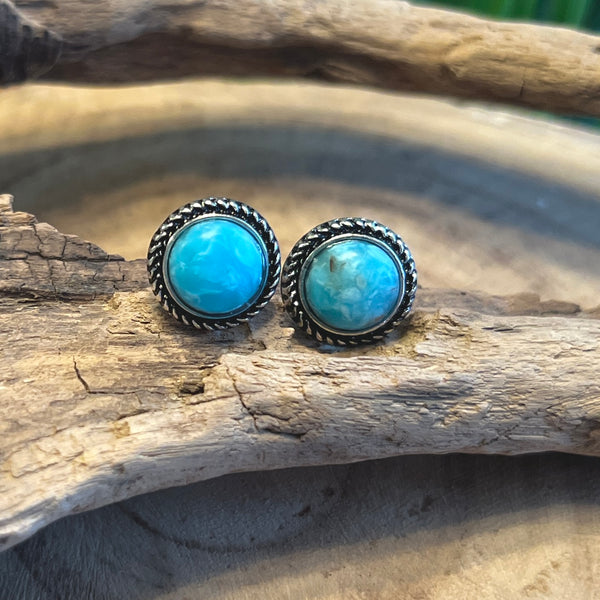 turquoise button post earrings