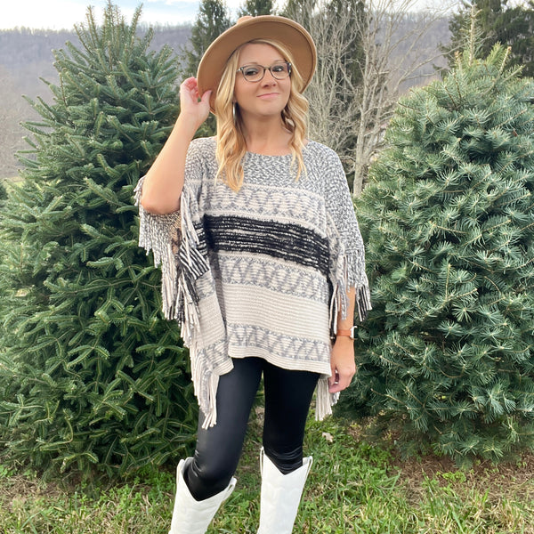 Rayna Boho Fringe Poncho