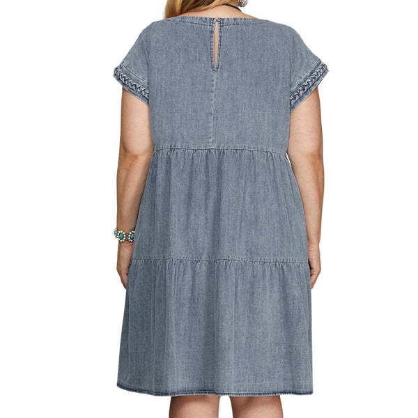 Denim Tiered Dress - CURVY