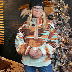 fleece half zip aztec pullover