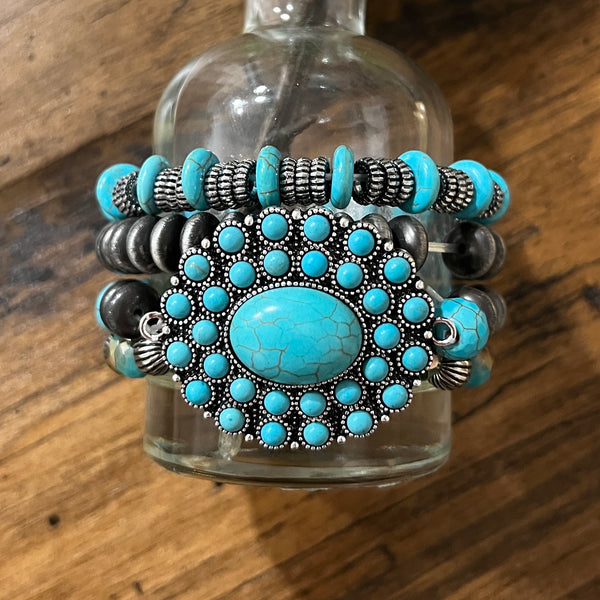 4pc Turquoise Bracelet Set