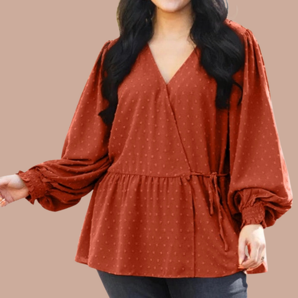 Swiss Dot Wrap Top- CURVY