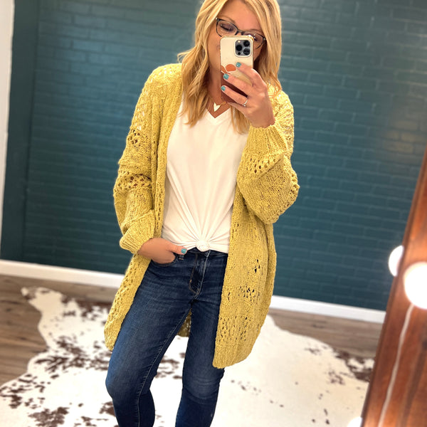 oversized yellow cardiga 