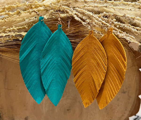 Whitley Leather Leaf Earrings